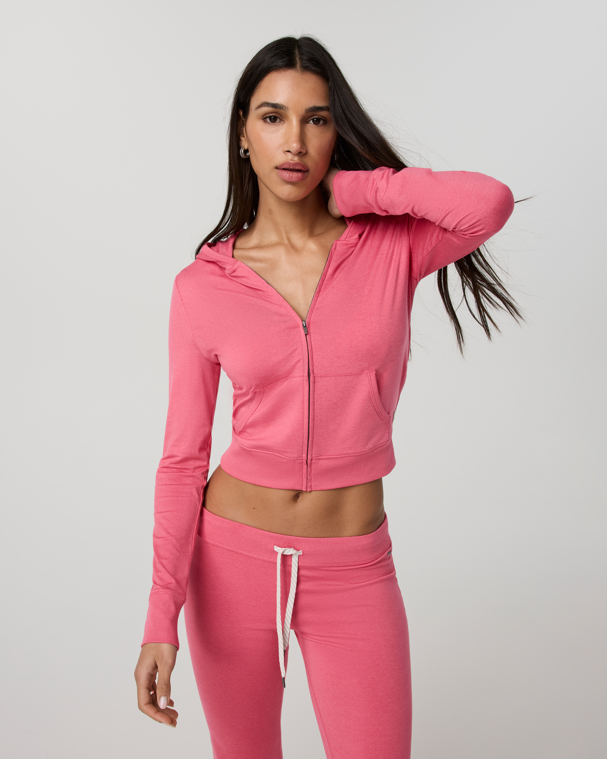Halo Mini Full Zip Hoodie | Sunset Pink Heather - Image 2