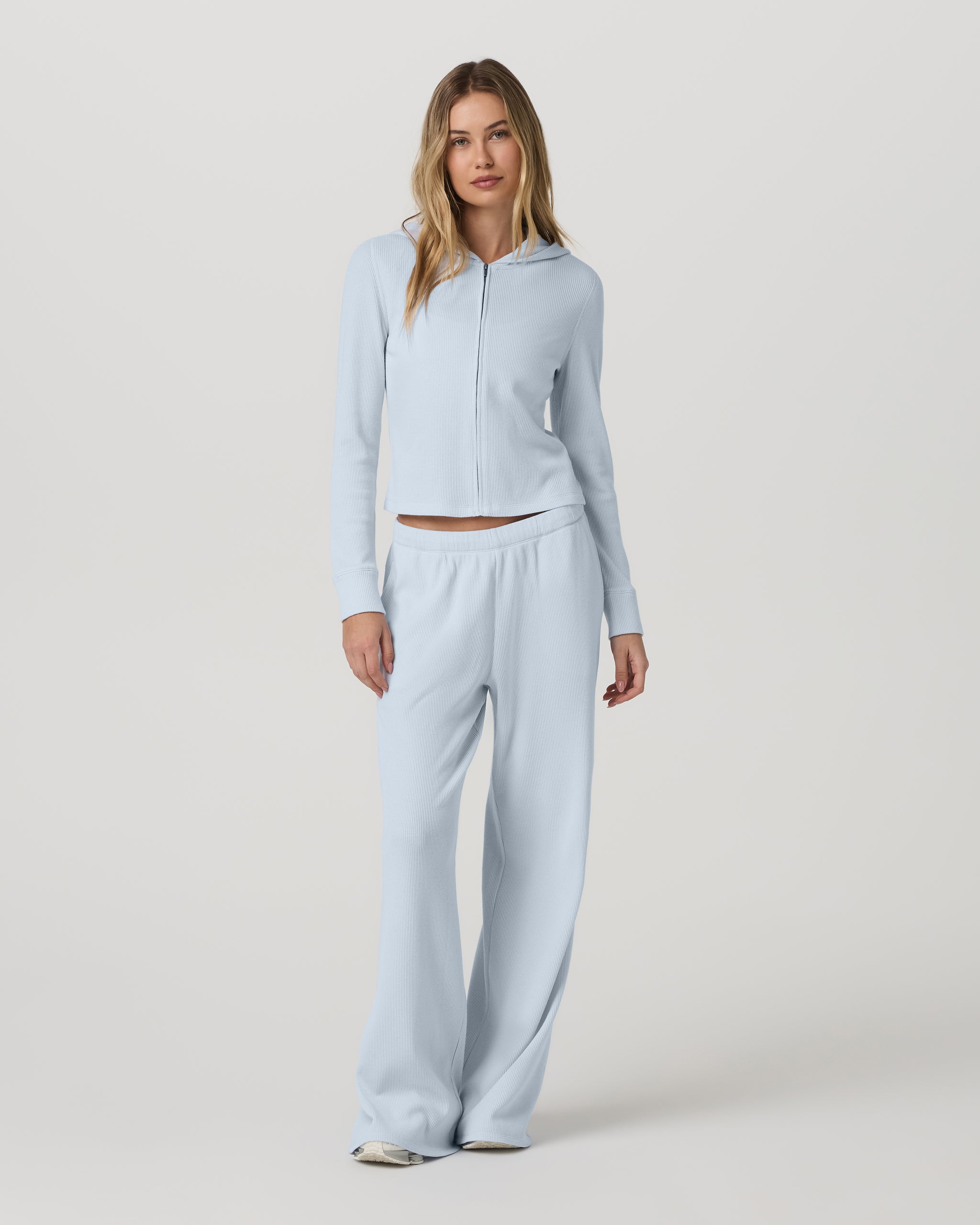 Waffle Wideleg Pant | Soft Sky - Image 4