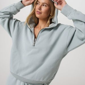 Restore Relaxed Half Zip Hoodie | Blue Haze