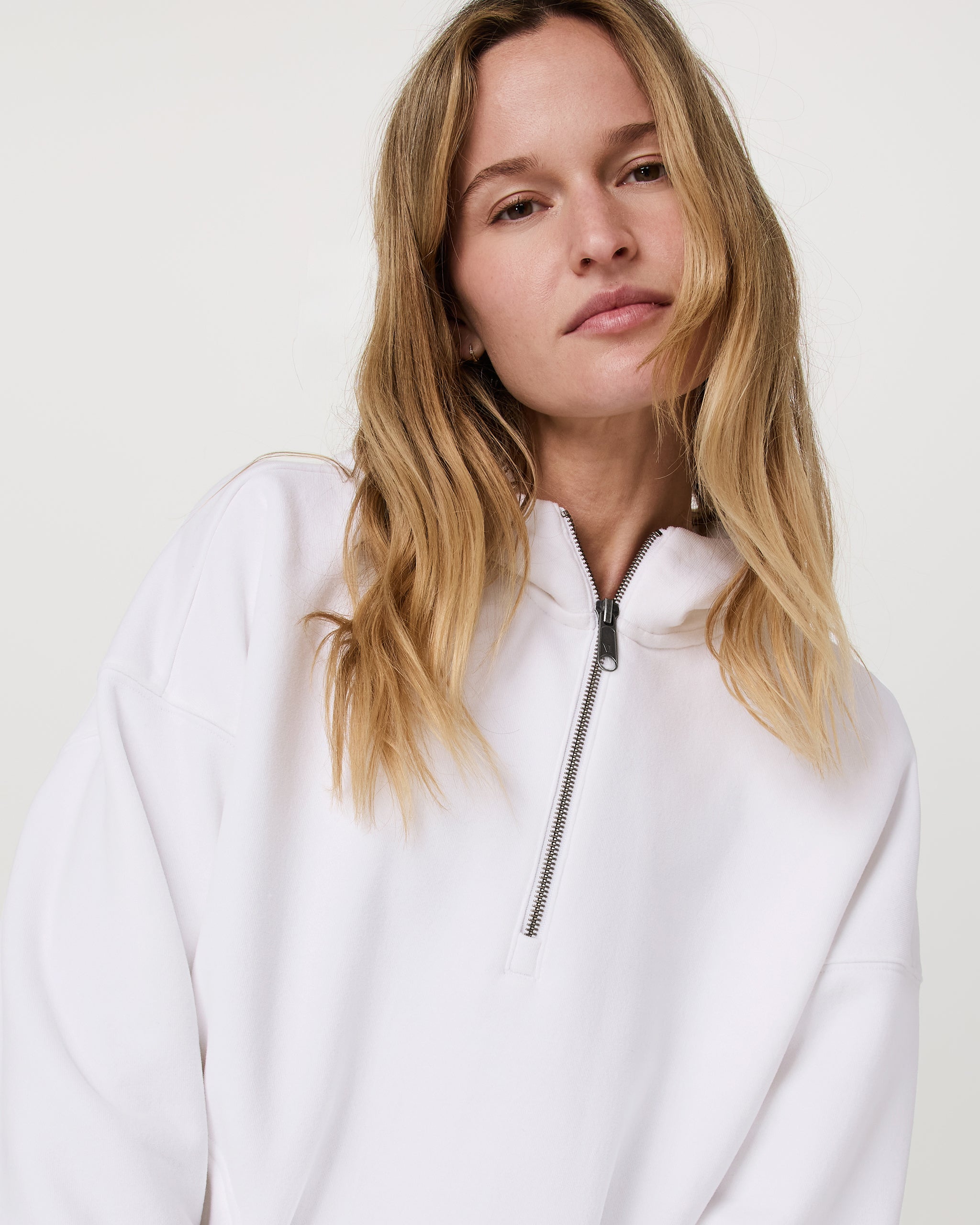 Restore Relaxed Half Zip Hoodie | White - Image 4