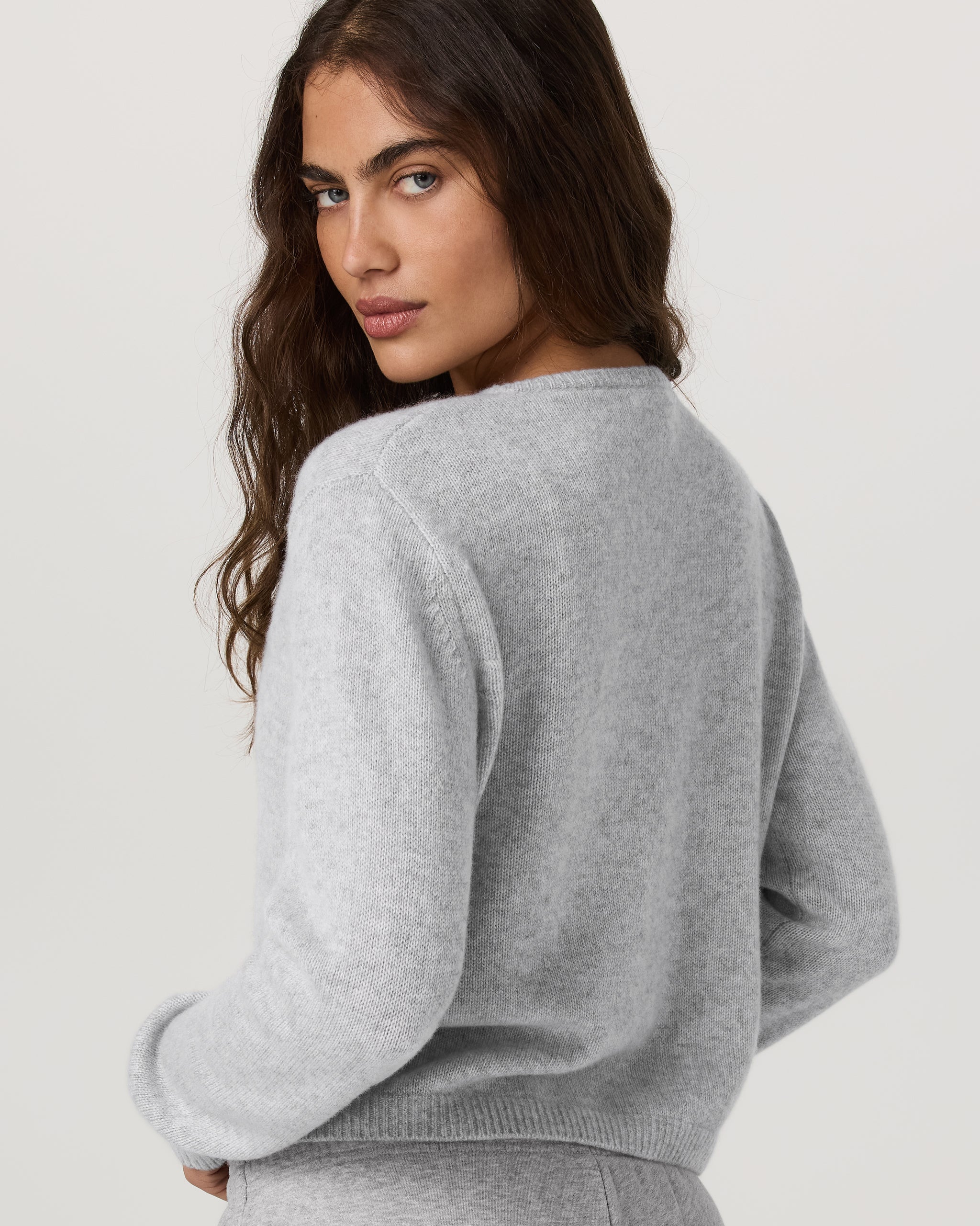 Émilie Cashmere Cardi | Pale Grey Heather - Image 3