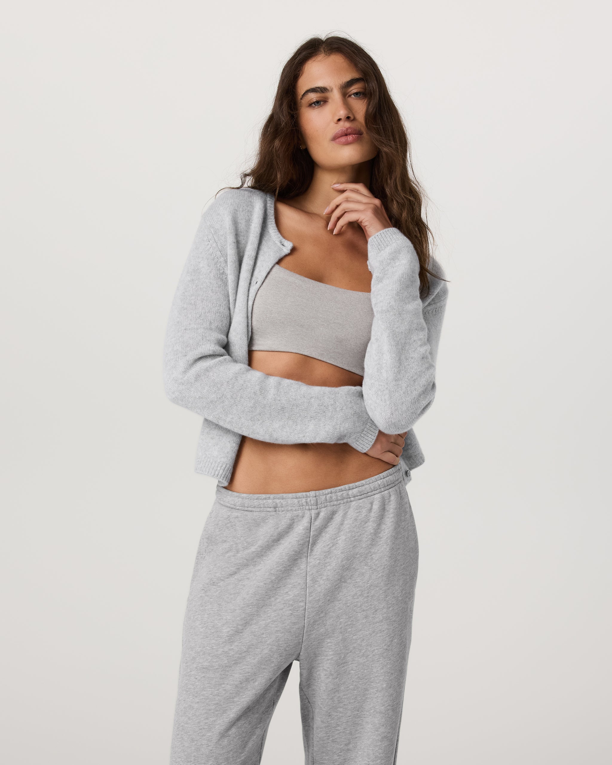 Émilie Cashmere Cardi | Pale Grey Heather