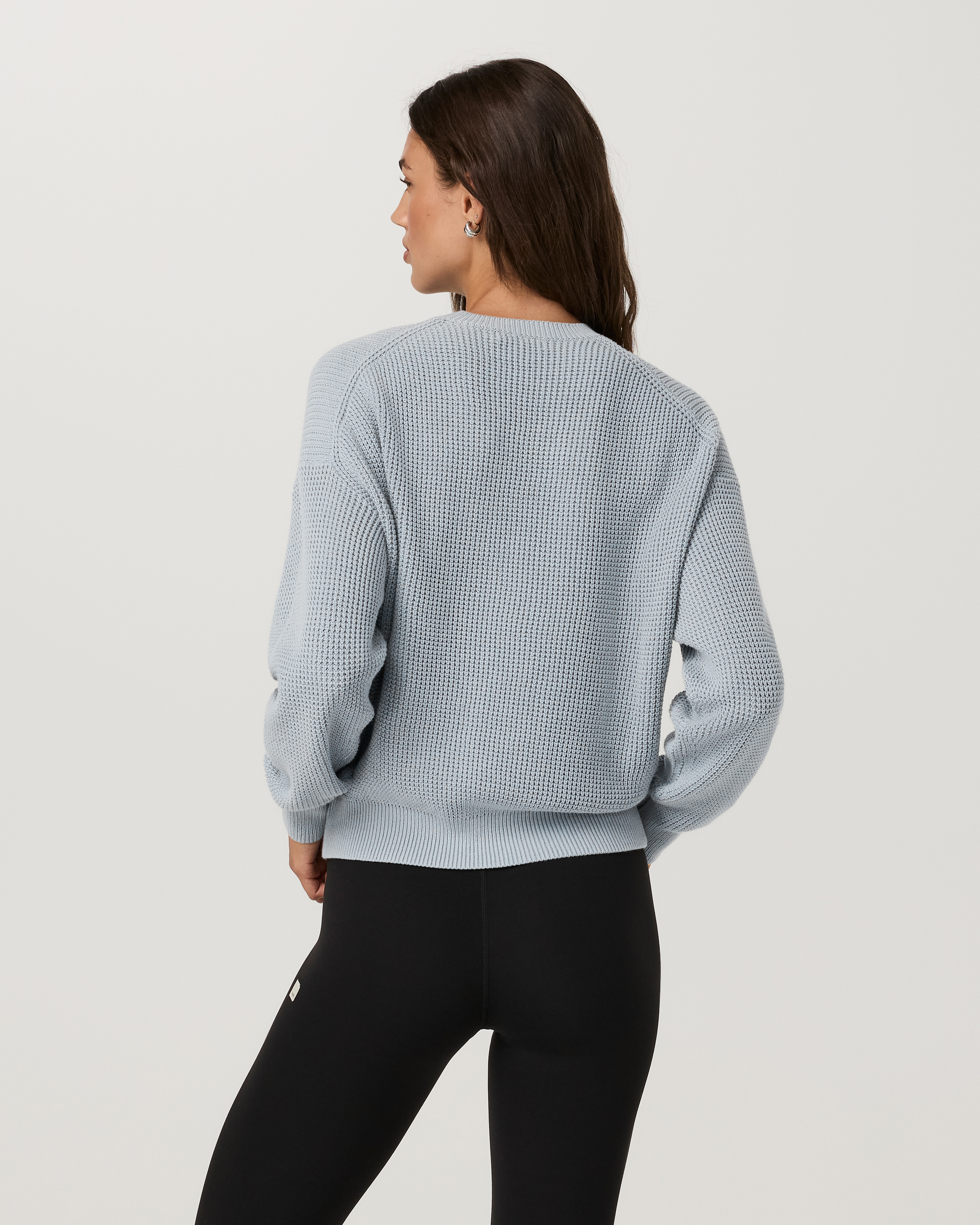 Oversized Cotton Waffle Sweater | Raindrop - Image 3