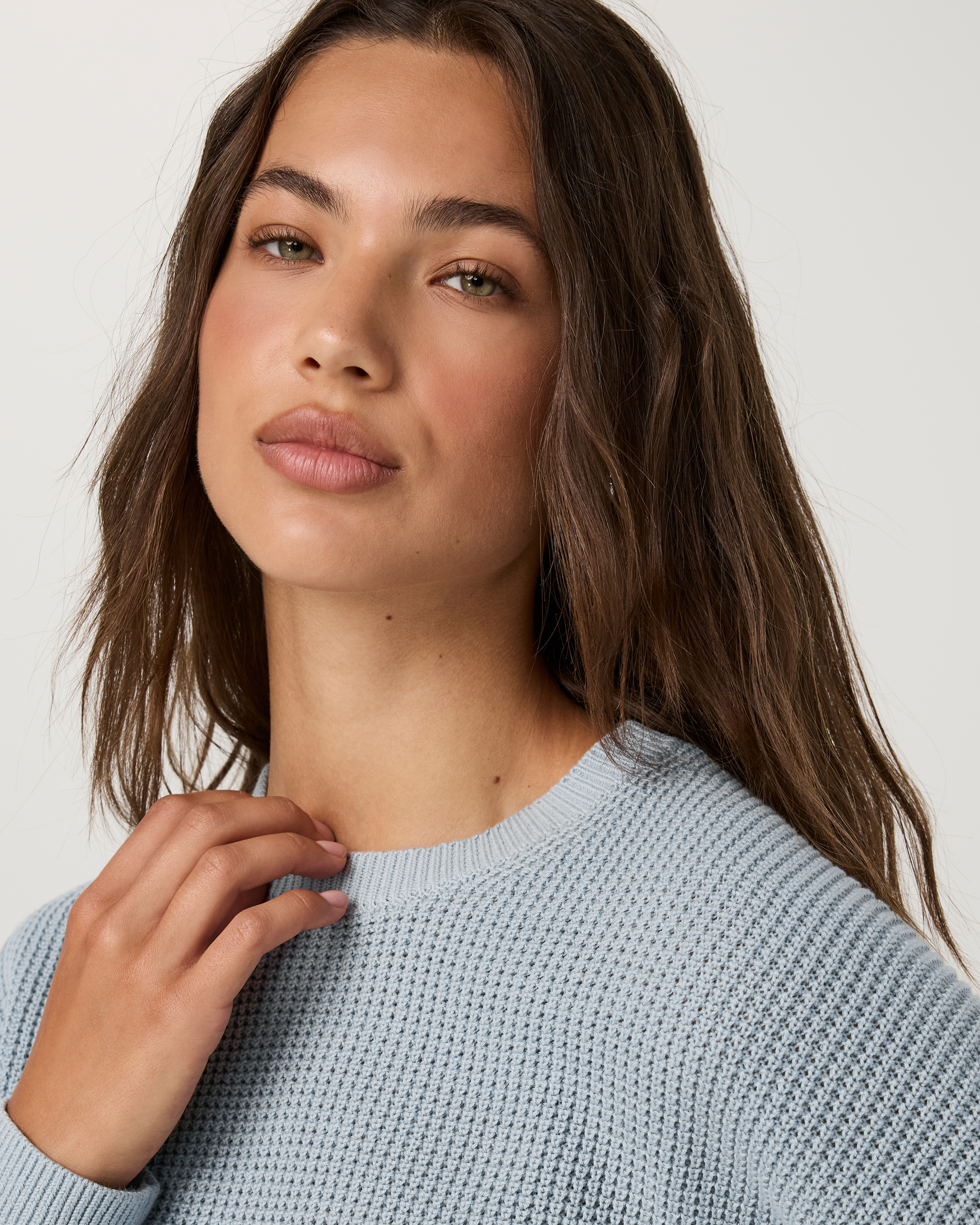 Oversized Cotton Waffle Sweater | Raindrop - Image 5