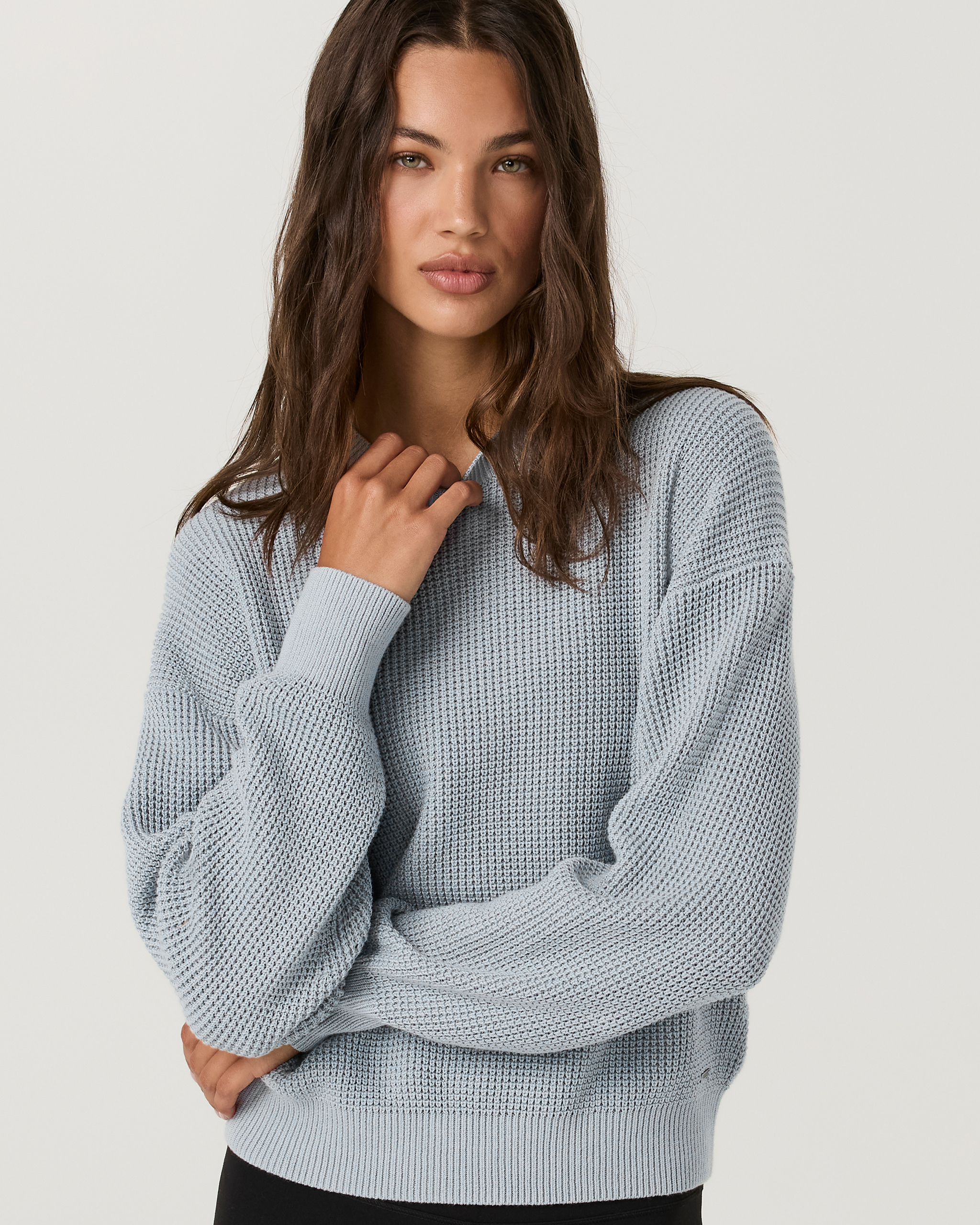 Oversized Cotton Waffle Sweater | Raindrop - Image 2