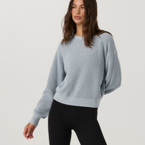 Oversized Cotton Waffle Sweater | Raindrop