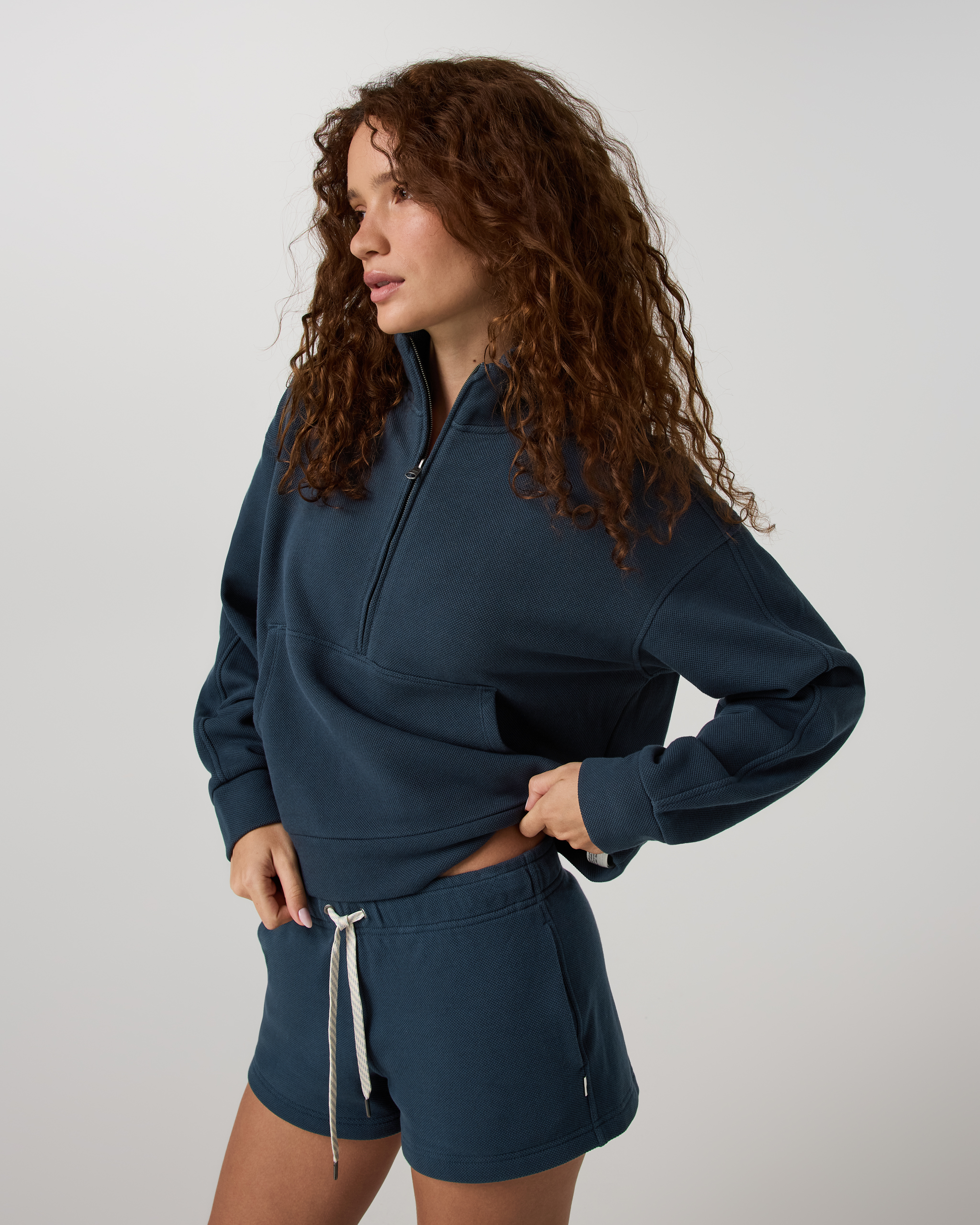 Pique Fleece Half Zip | Ocean Blue