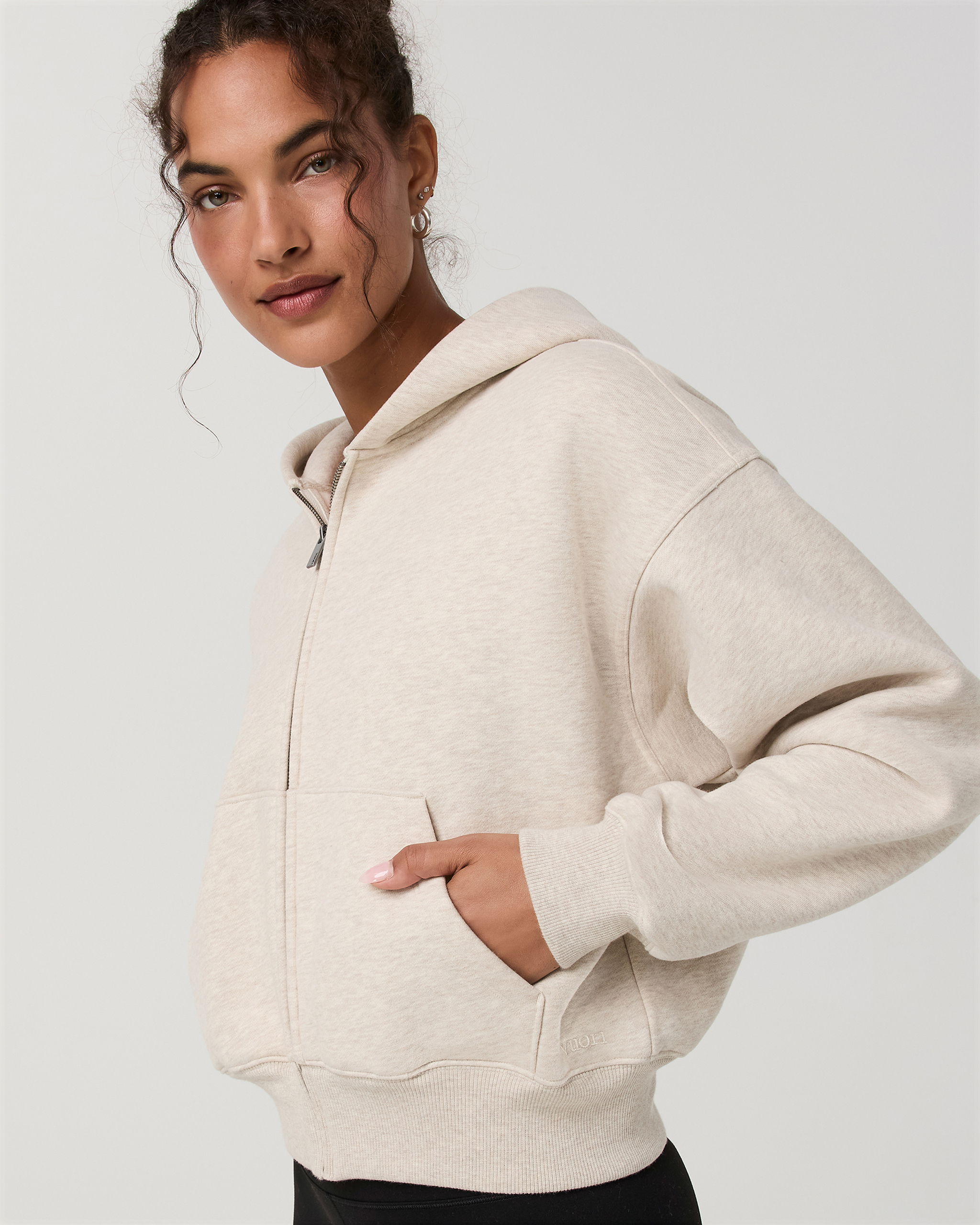 Restore Essential Full Zip Hoodie | Bone Heather