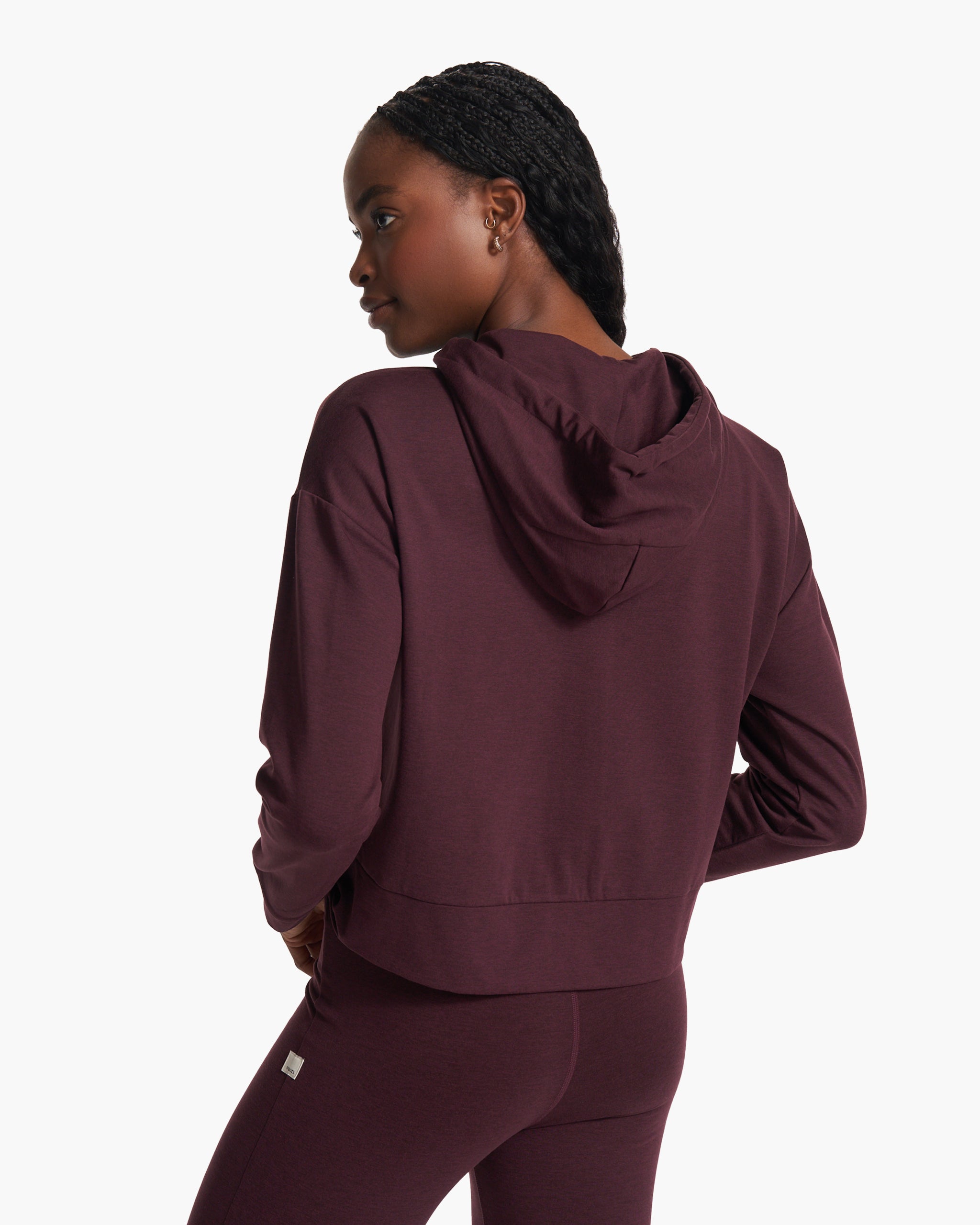 Granite Cropped Hoodie | Cerise Heather - Image 4