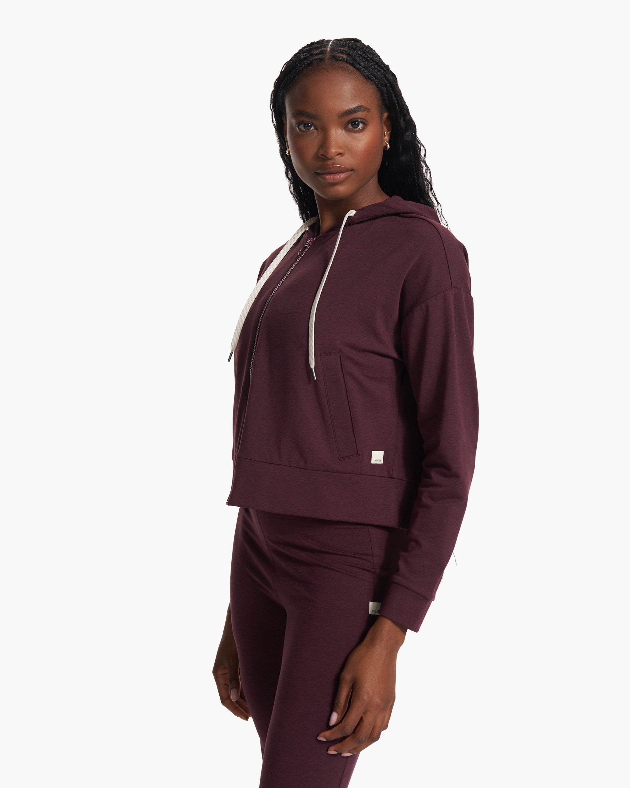 Granite Cropped Hoodie | Cerise Heather