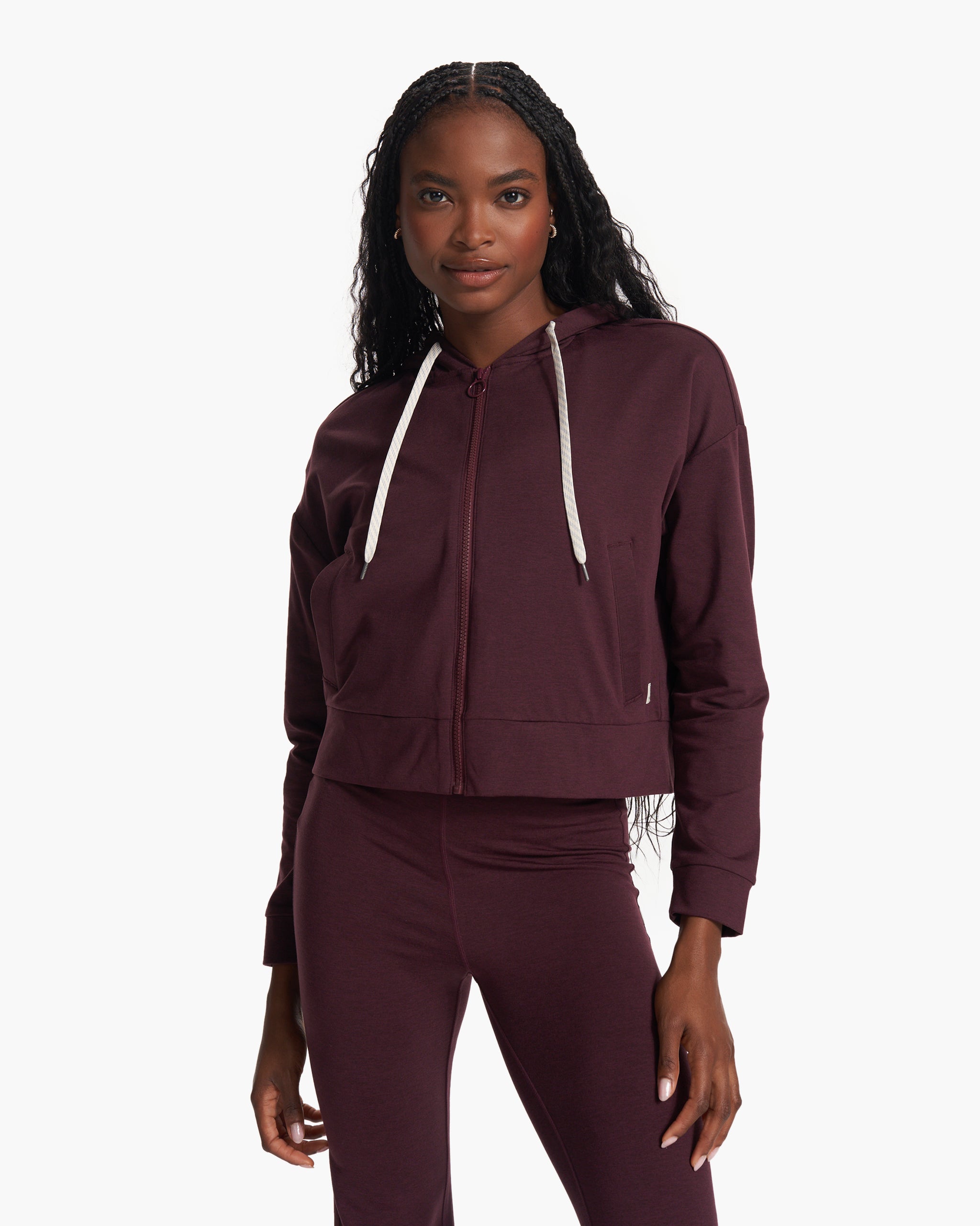 Granite Cropped Hoodie | Cerise Heather - Image 2