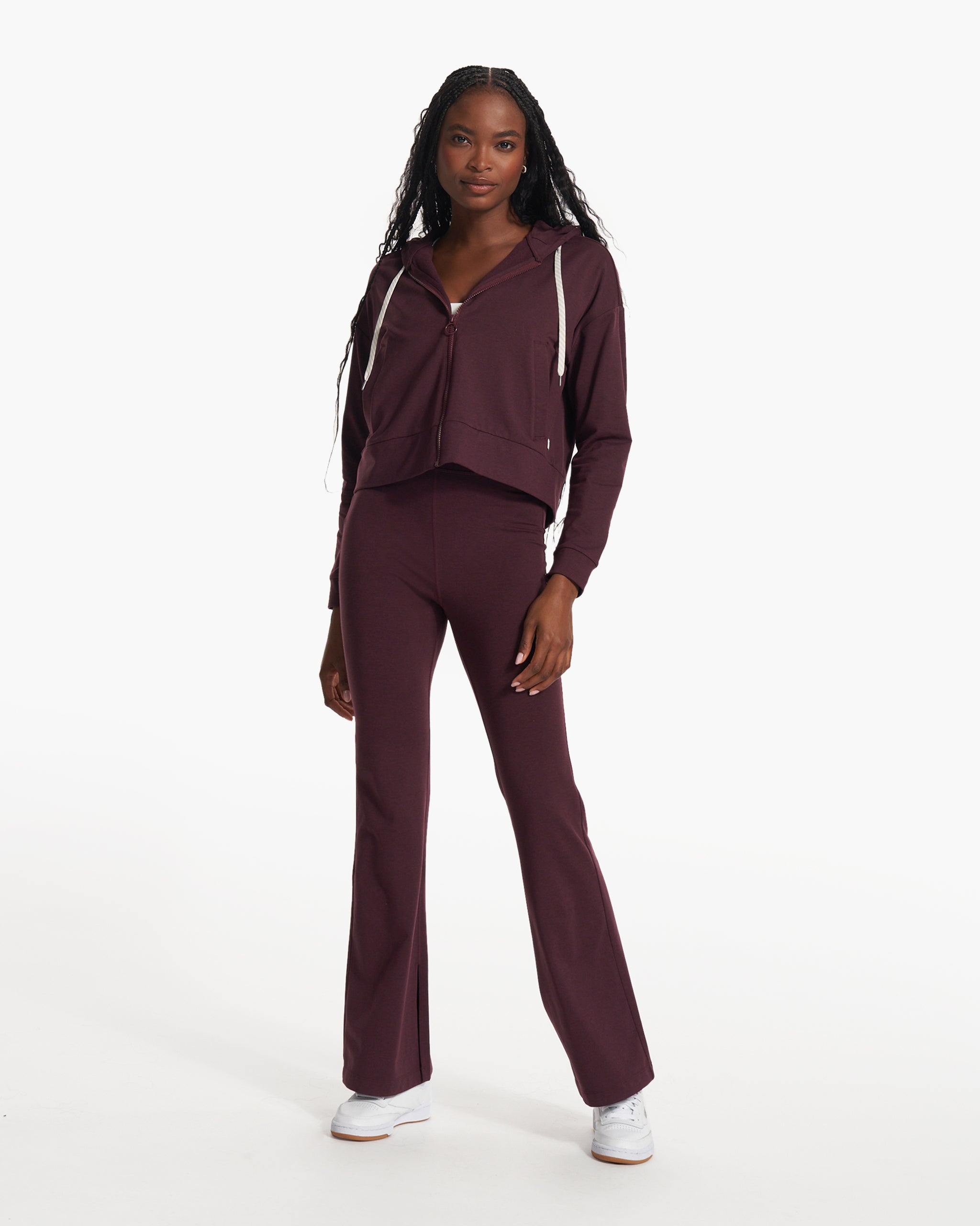 Granite Cropped Hoodie | Cerise Heather - Image 3