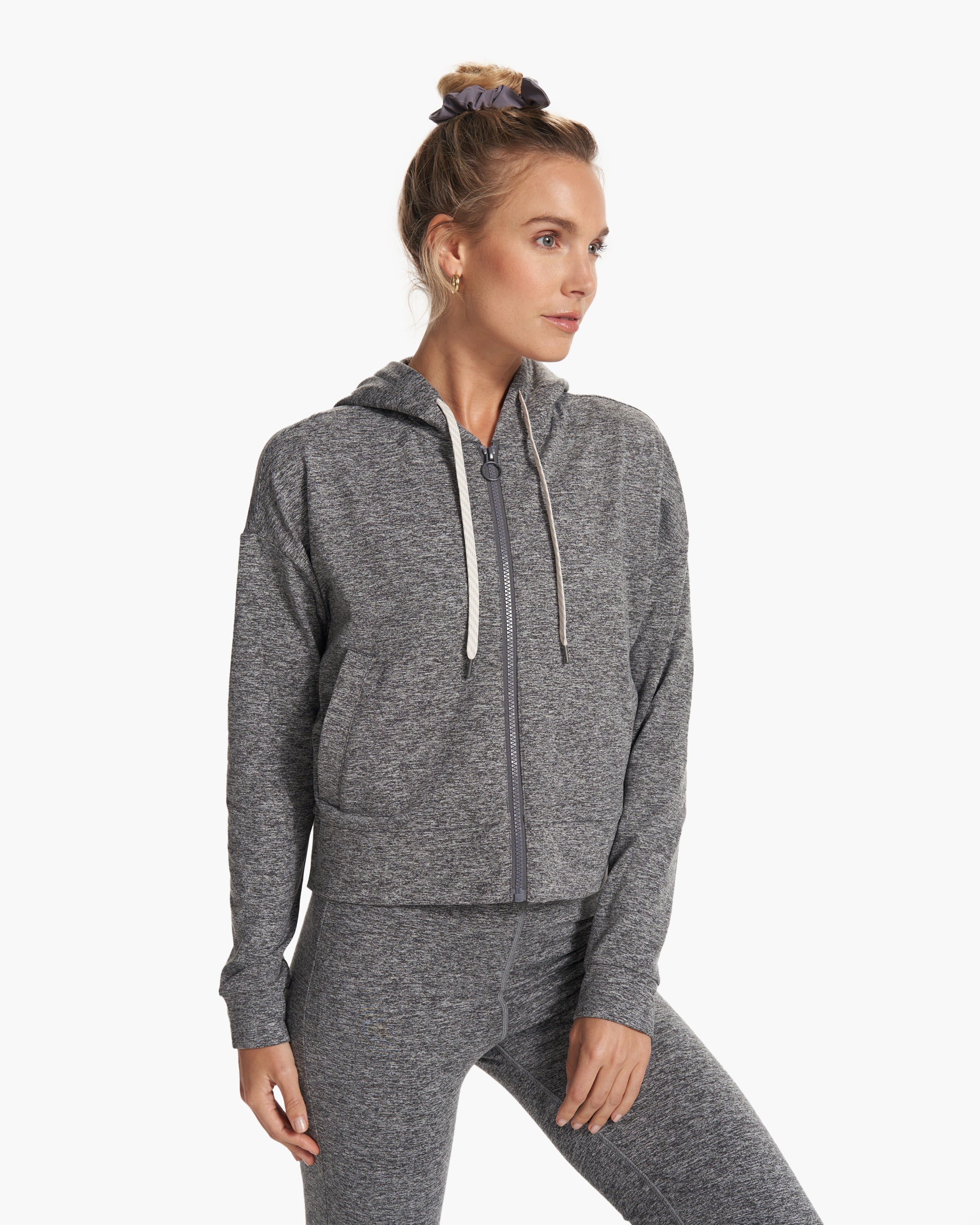 Granite Cropped Hoodie | Heather Grey - Image 2