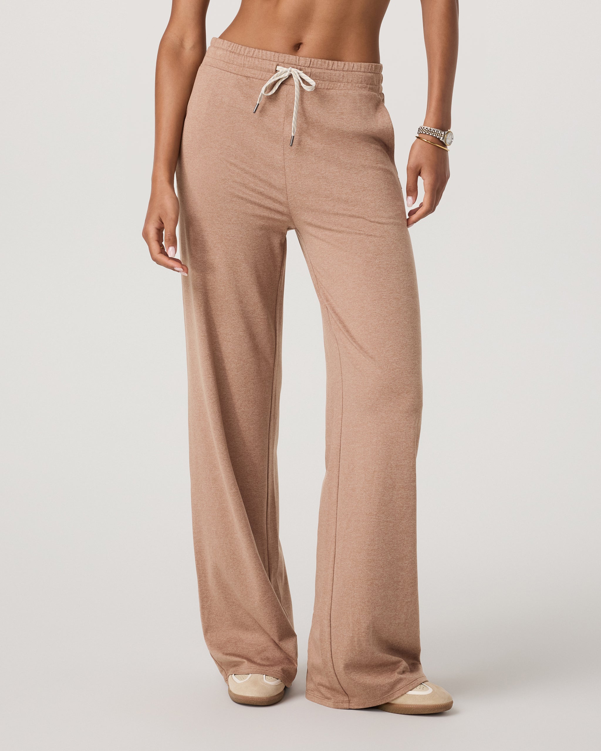 Halo Essential Wideleg Pant - Short | Nutmeg Heather