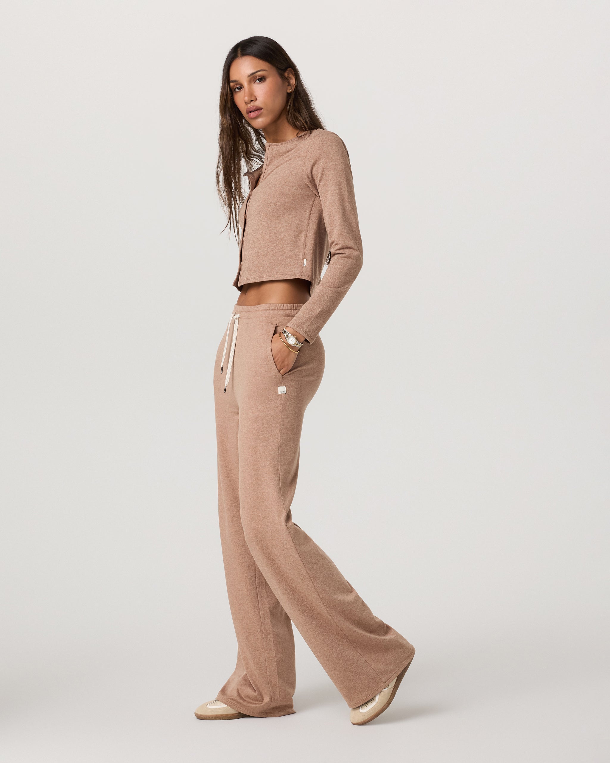 Halo Essential Wideleg Pant - Long | Nutmeg Heather - Image 2