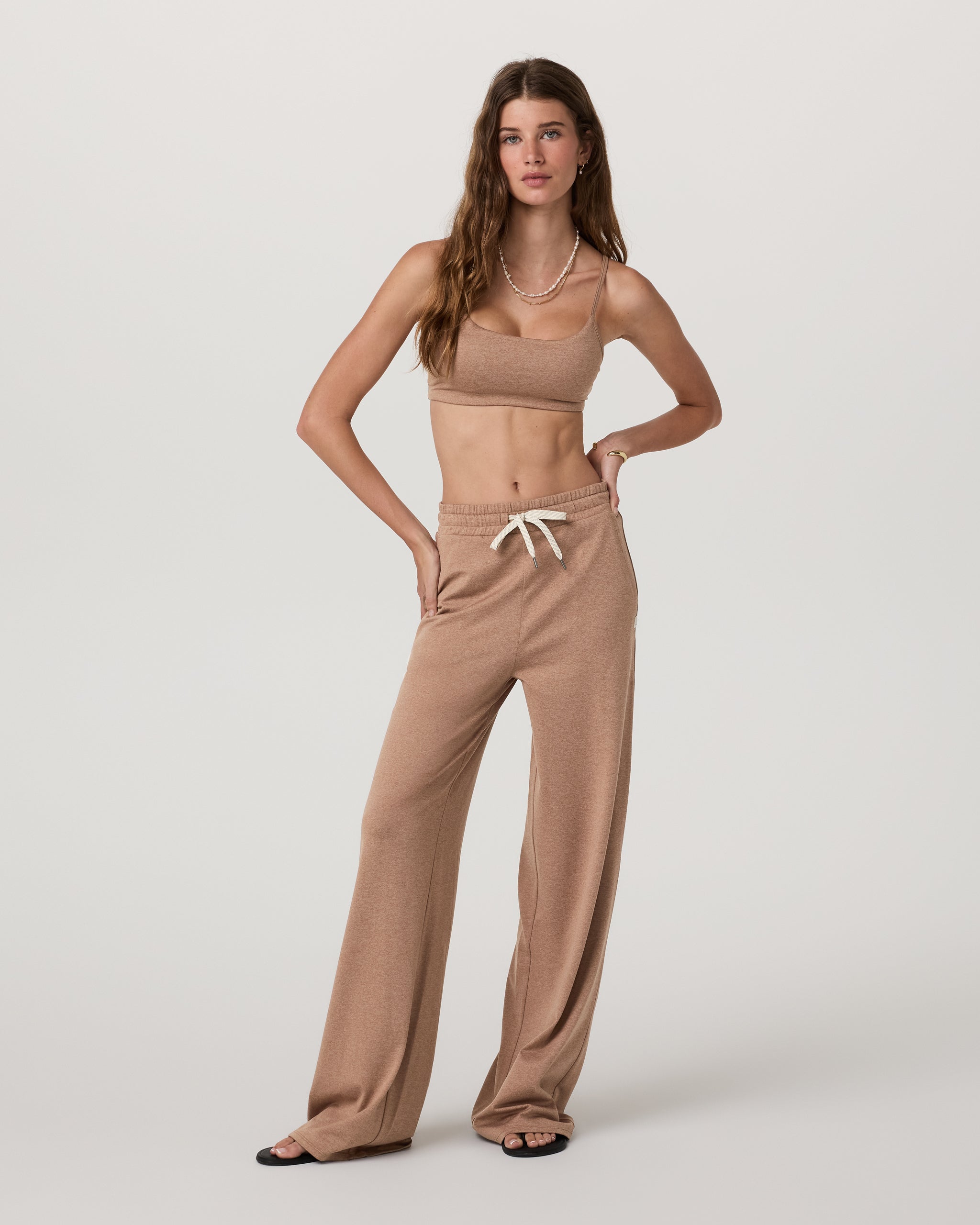 Halo Essential Wideleg Pant - Short | Nutmeg Heather - Image 2