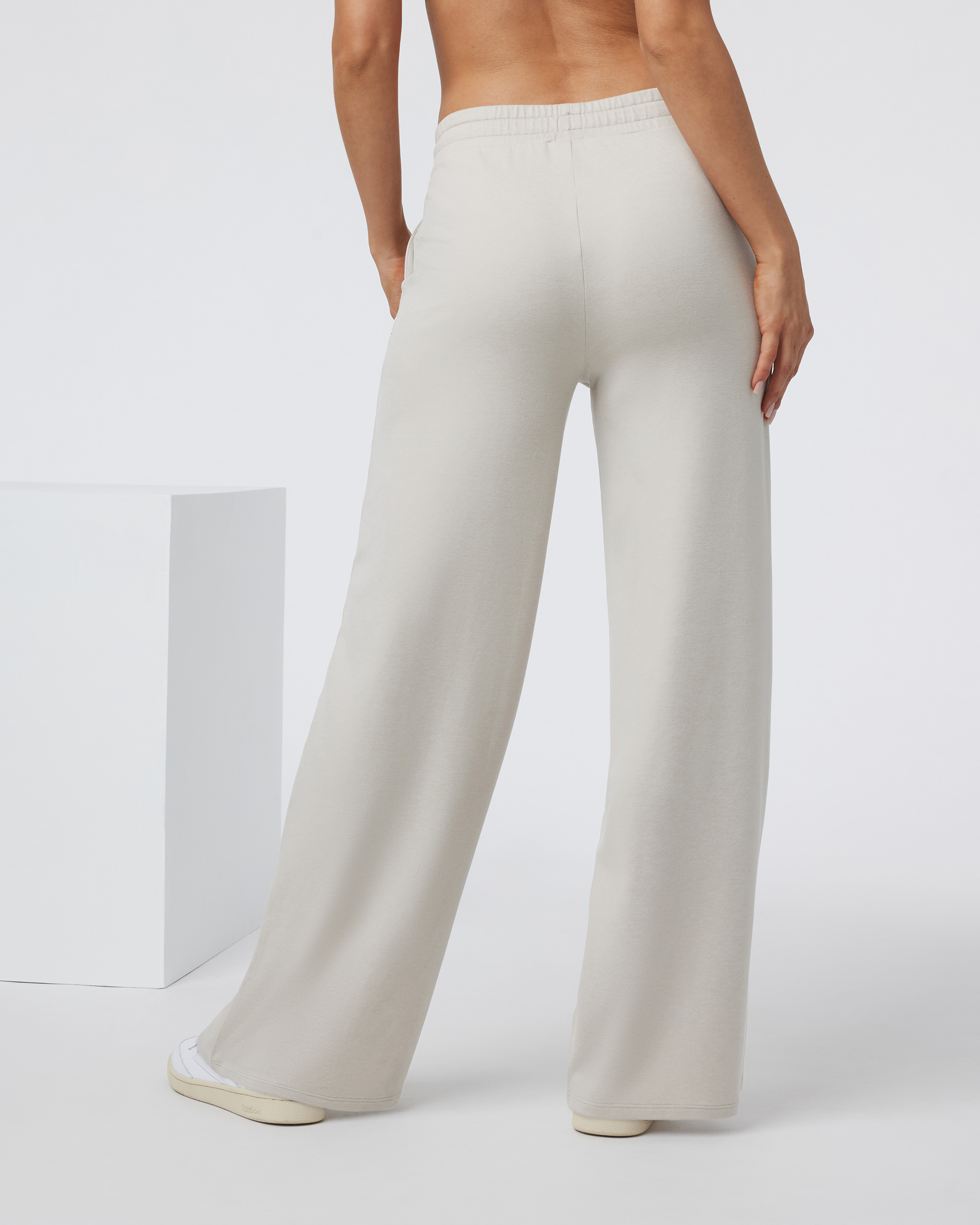 Halo Essential Wideleg Pant - Long | Ecru Heather - Image 3