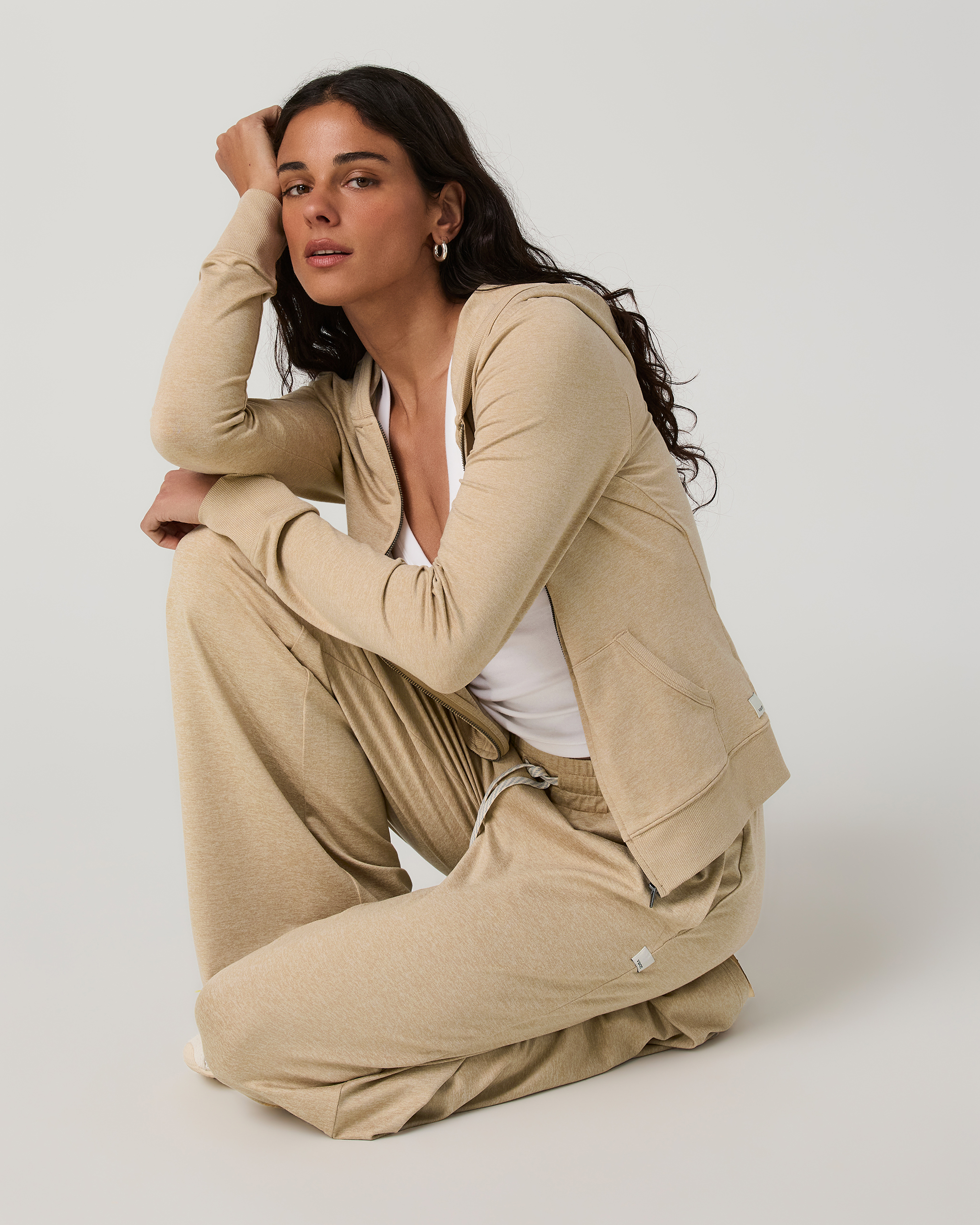 Halo Essential Wideleg Pant - Short | Khaki Heather - Image 3