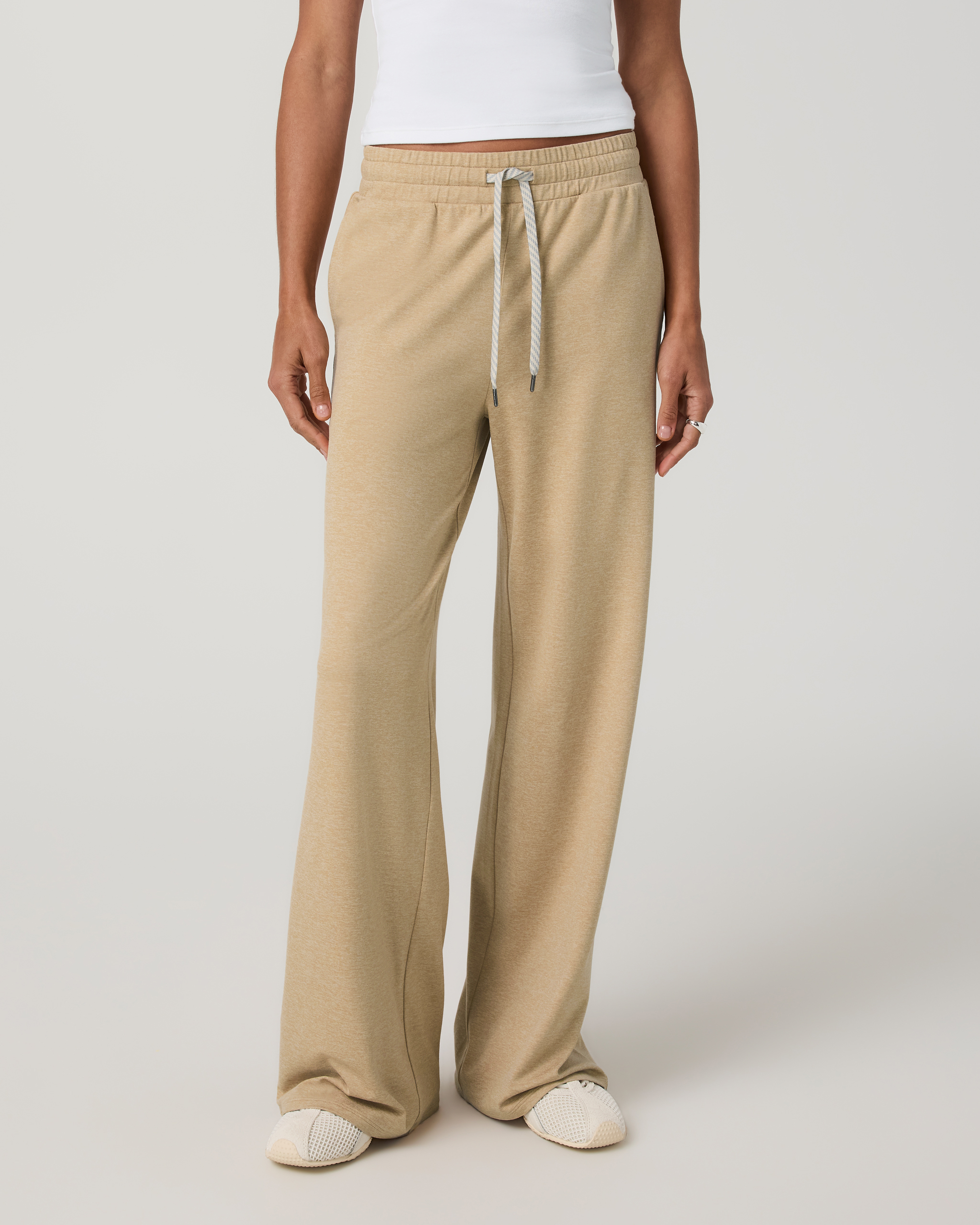 Halo Essential Wideleg Pant - Short | Khaki Heather - Image 2