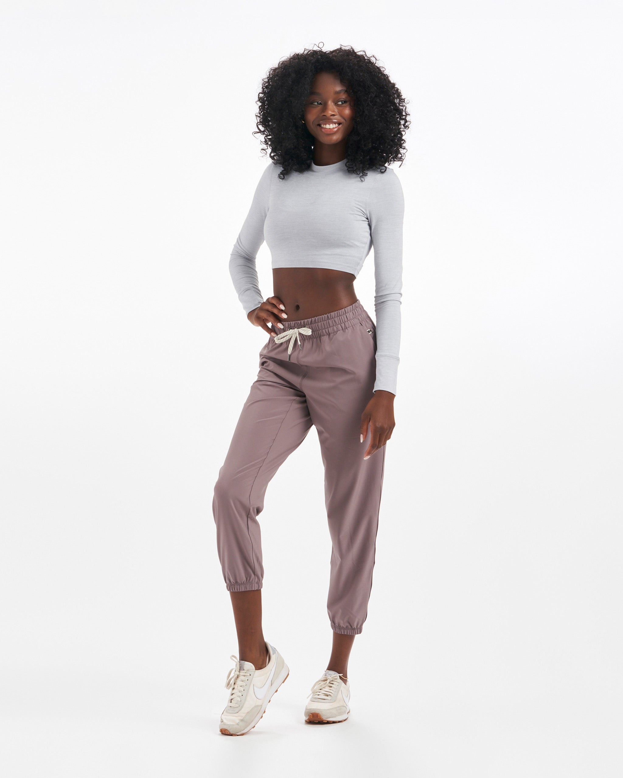 Long-Sleeve Lux Crop Tee | Platinum Heather - Image 4