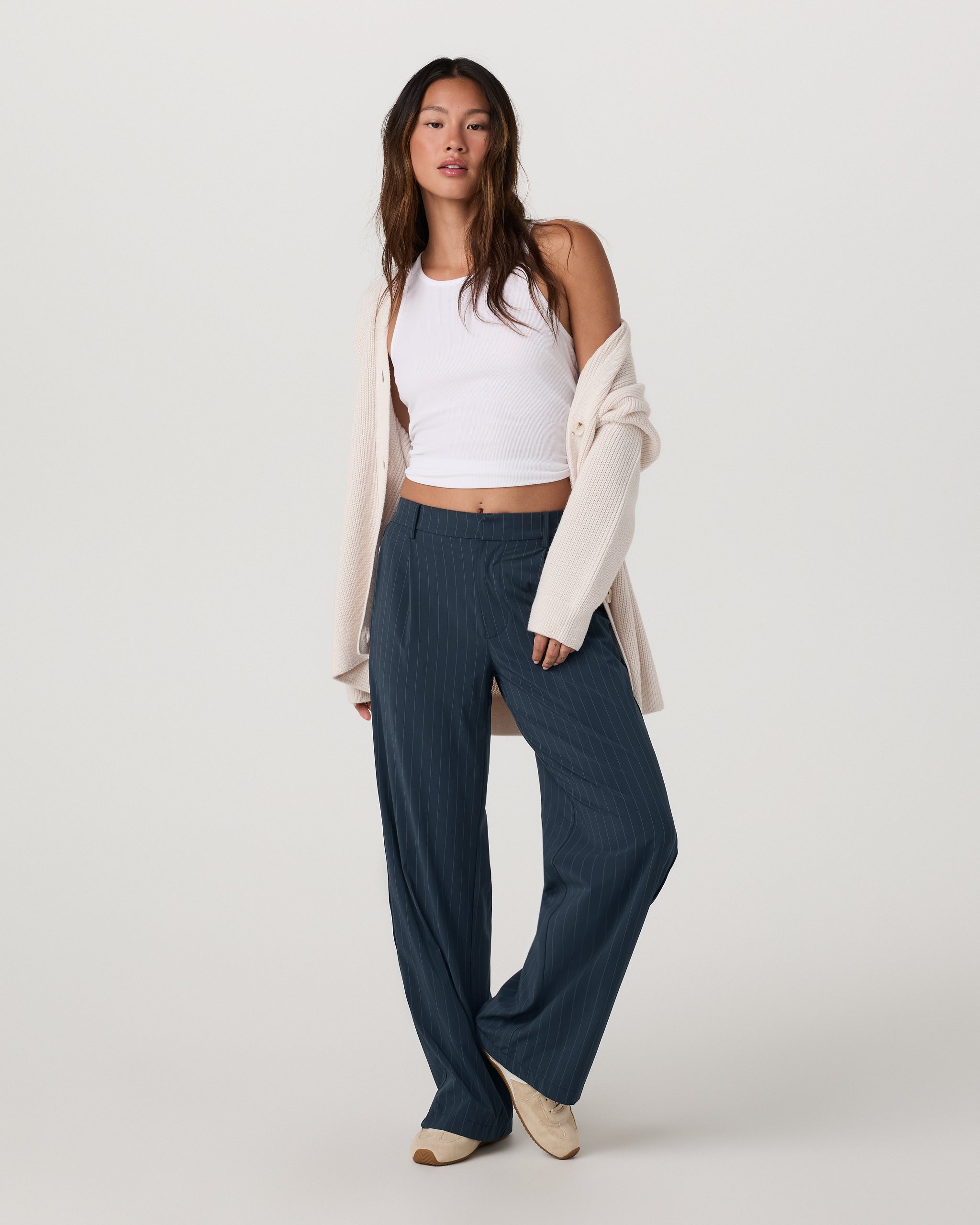 Villa Pinstripe Trouser Pant-Short | Navy Pinstripe - Image 4