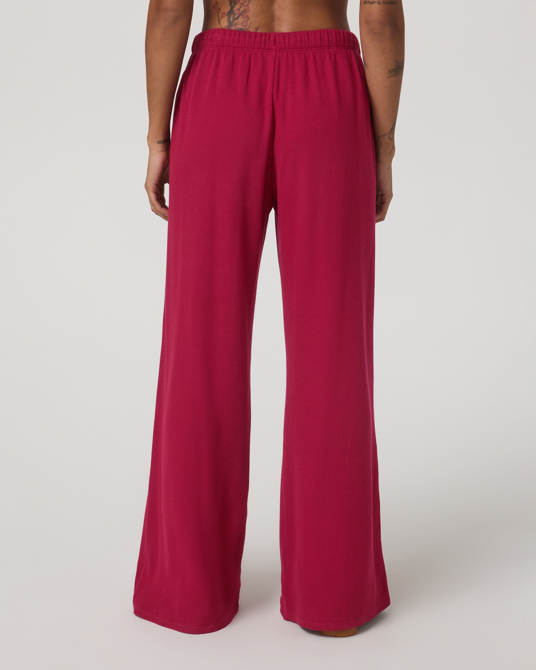 Waffle Wideleg Pant | Strawberry - Image 3