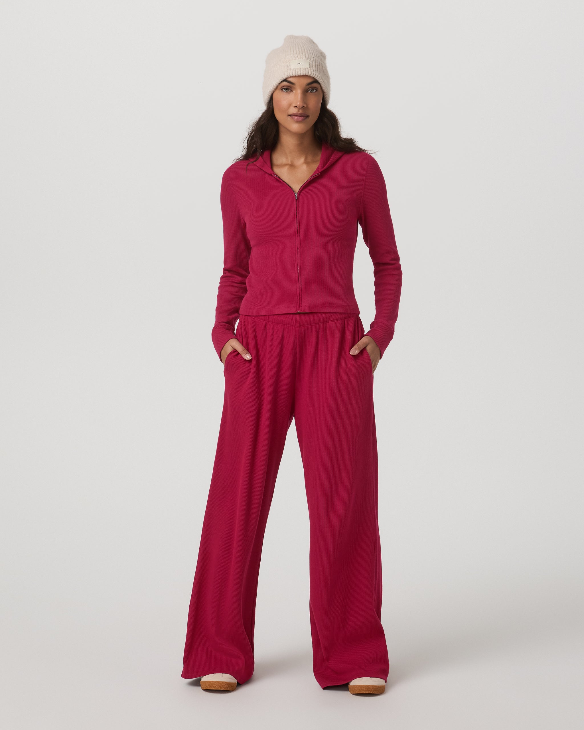 Waffle Wideleg Pant | Strawberry - Image 2