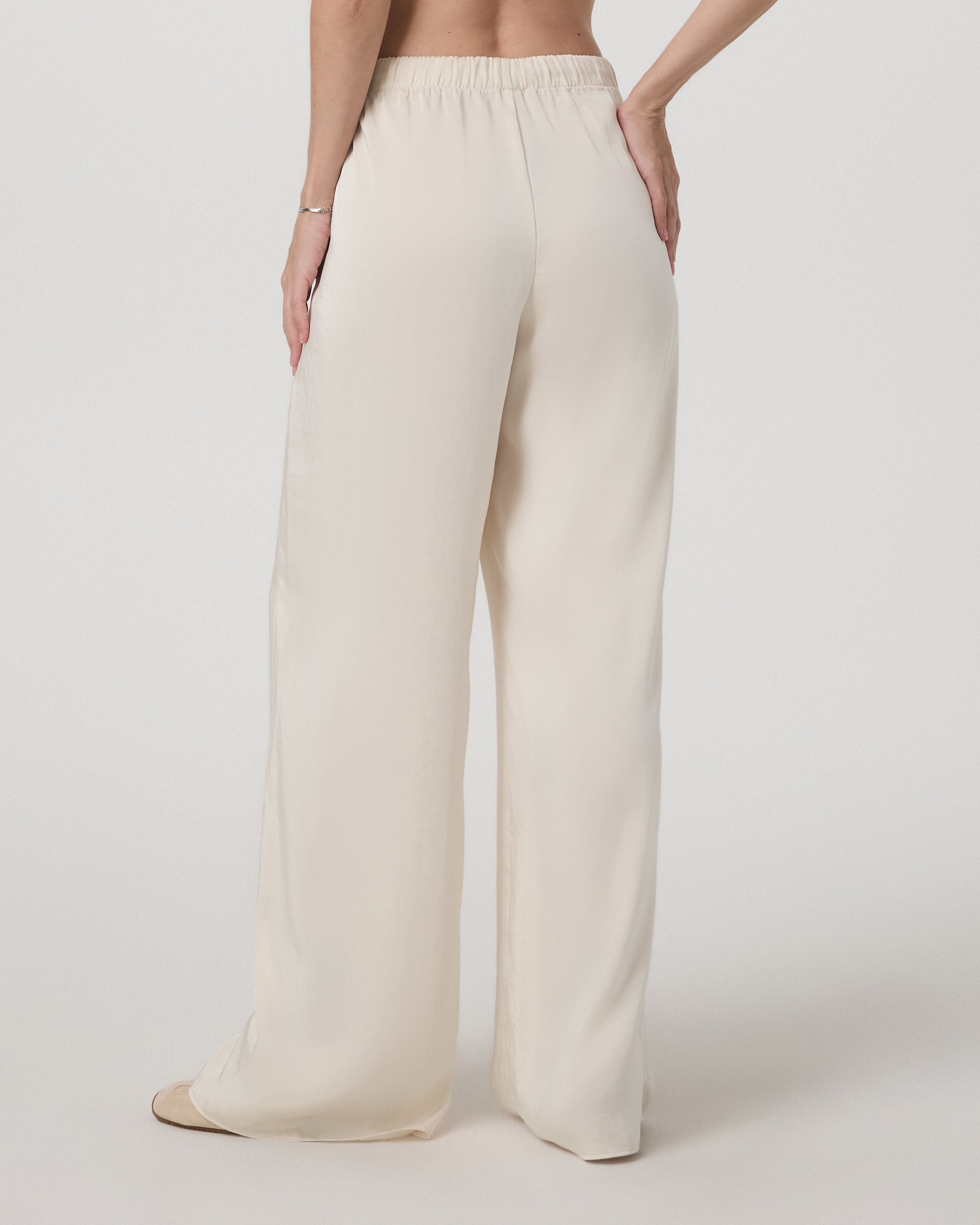 Nova Satin Wideleg Pant | Milkweed - Image 3