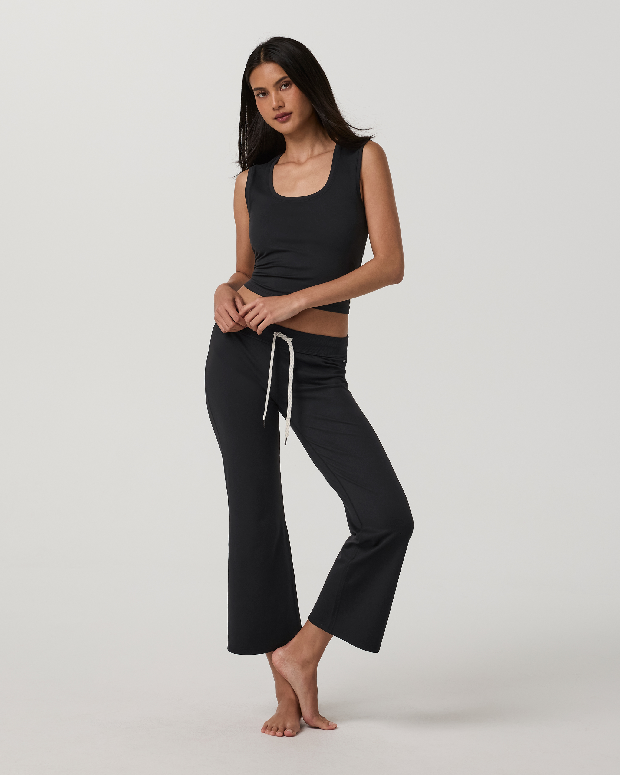 Halo Slim Flare Ankle Pant | Solid Black - Image 2