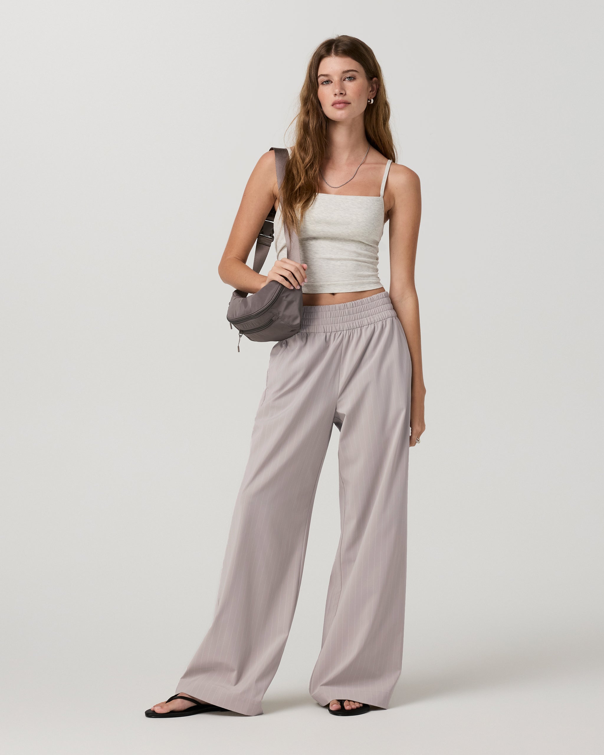 Villa Pinstripe Wideleg - Long | Suede Pinstripe - Image 2