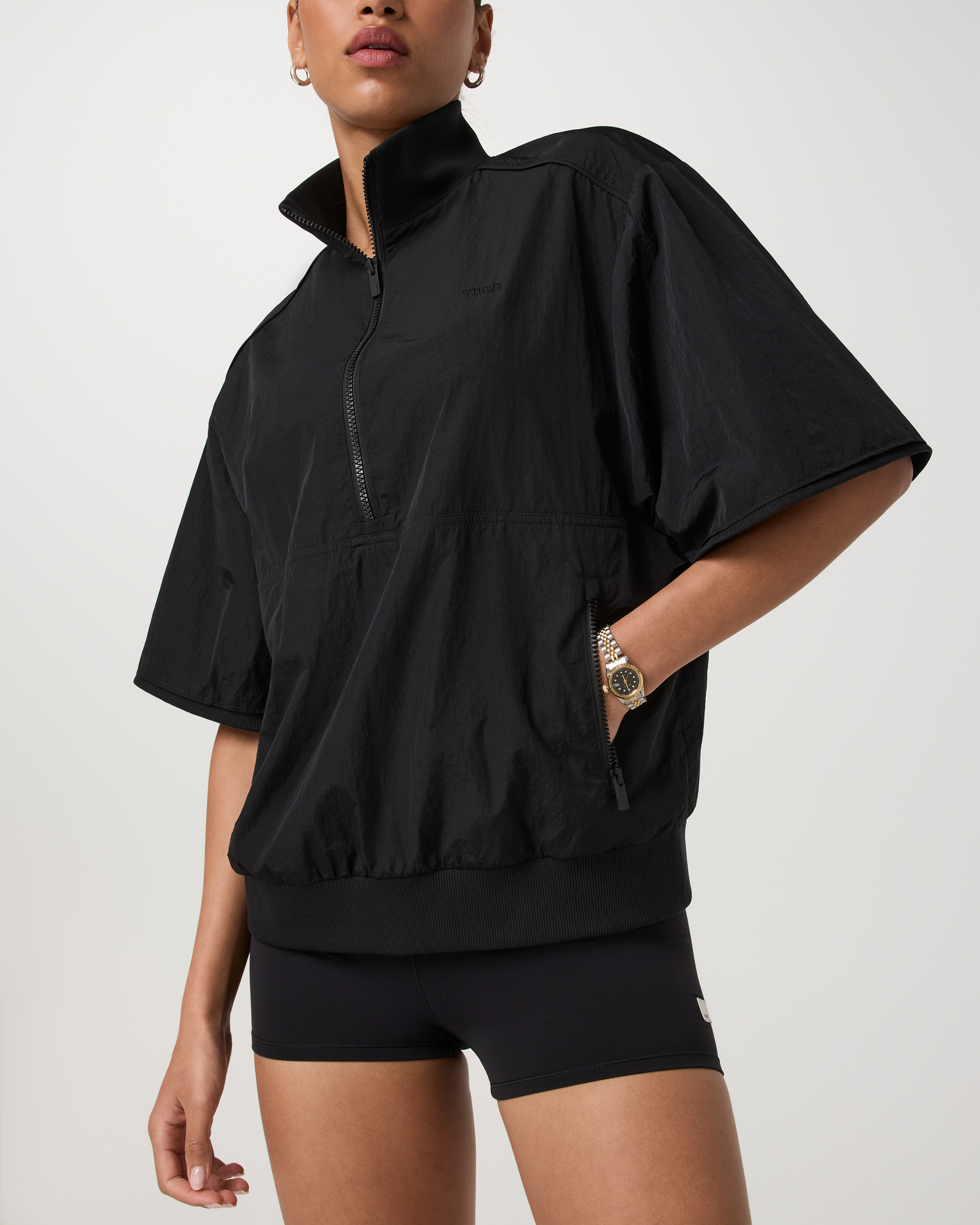 Retrograde Short Sleeve Half Zip Jacket | Black - Image 5