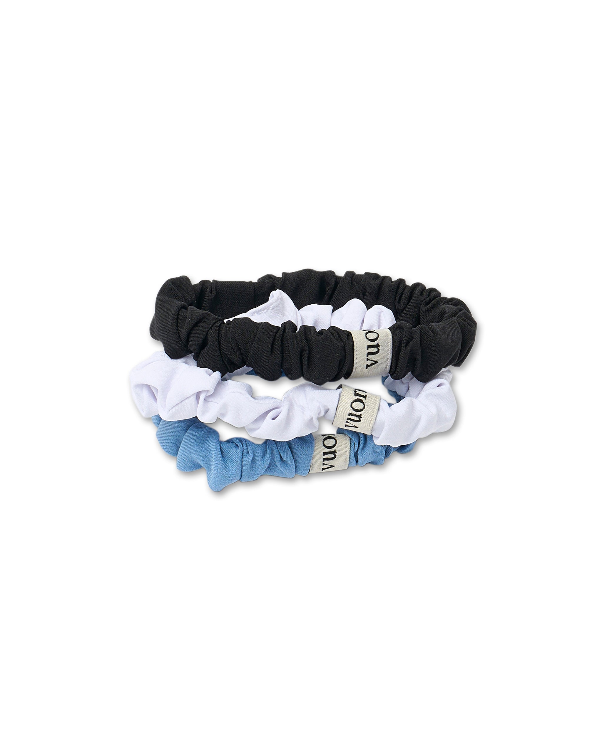 Mini Scrunchy 3 Pack | Black/White/Isle Blue - Image 2